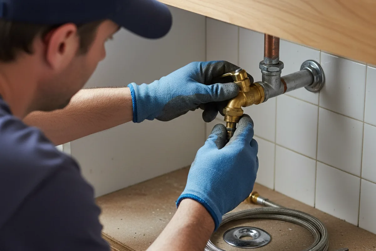 Shutoff valve and fitting work during Burst Pipe Repair in Deer Park